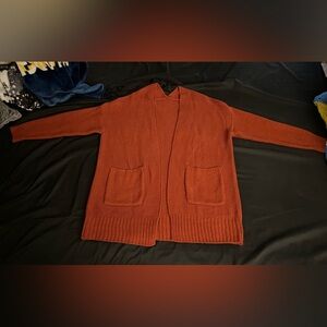 Women’s unknown brand thick waffle knit open front cardigan brick red size xxl